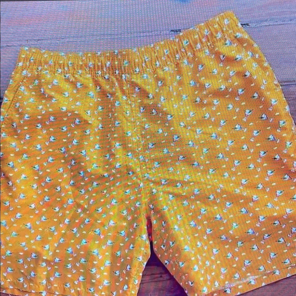 Vibrant Yellow Swim Trunks with Pattern